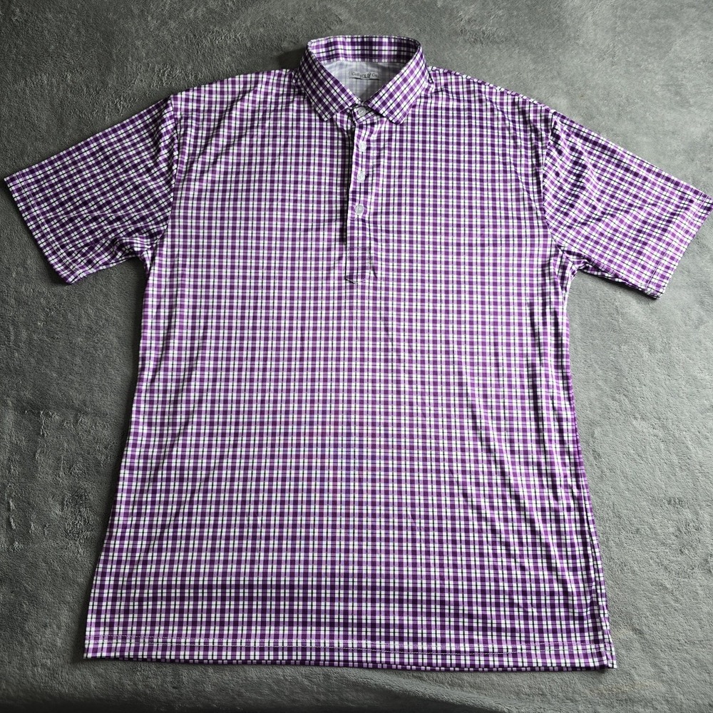 Men's Purple Check Performance Polo